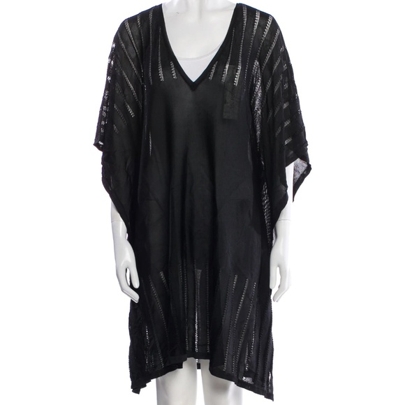 Eres Black Black Cover-up V-Neck Dress Size M/L - Picture 1 of 3